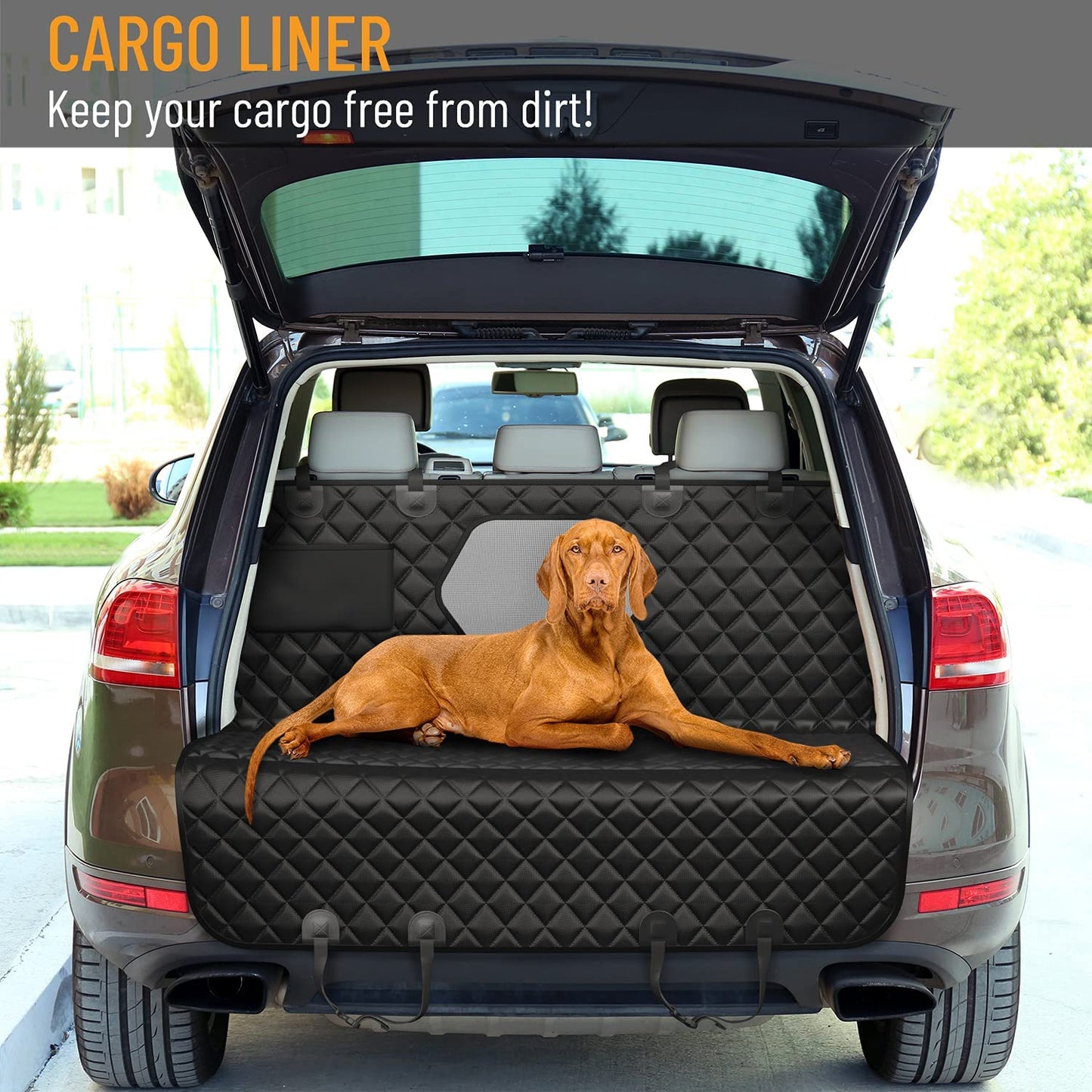 Ultimate Waterproof Dog Car Seat Cover - Backseat Protector Hammock for SUVs & Trucks with Safety Features - Stylish Black Design