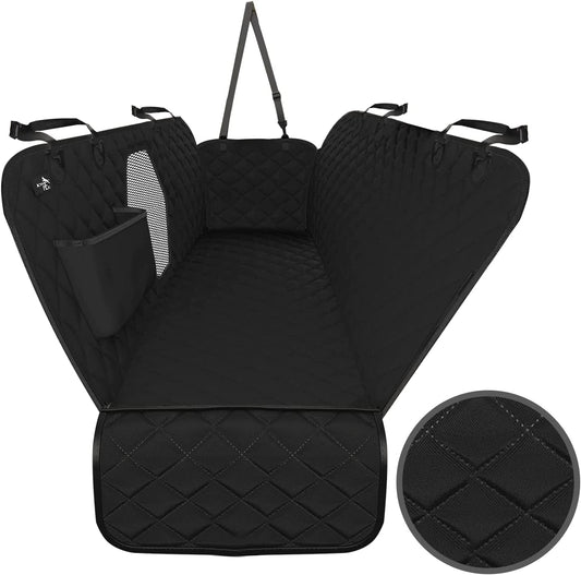 Ultimate Waterproof Dog Car Seat Cover - Backseat Protector Hammock for SUVs & Trucks with Safety Features - Stylish Black Design