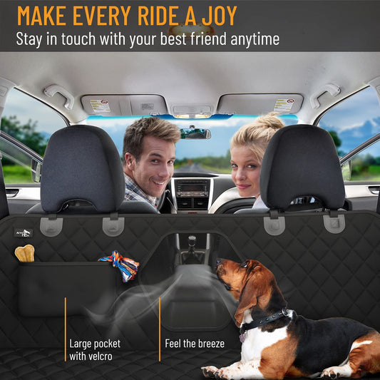 Ultimate Waterproof Dog Car Seat Cover - Backseat Protector Hammock for SUVs & Trucks with Safety Features - Stylish Black Design